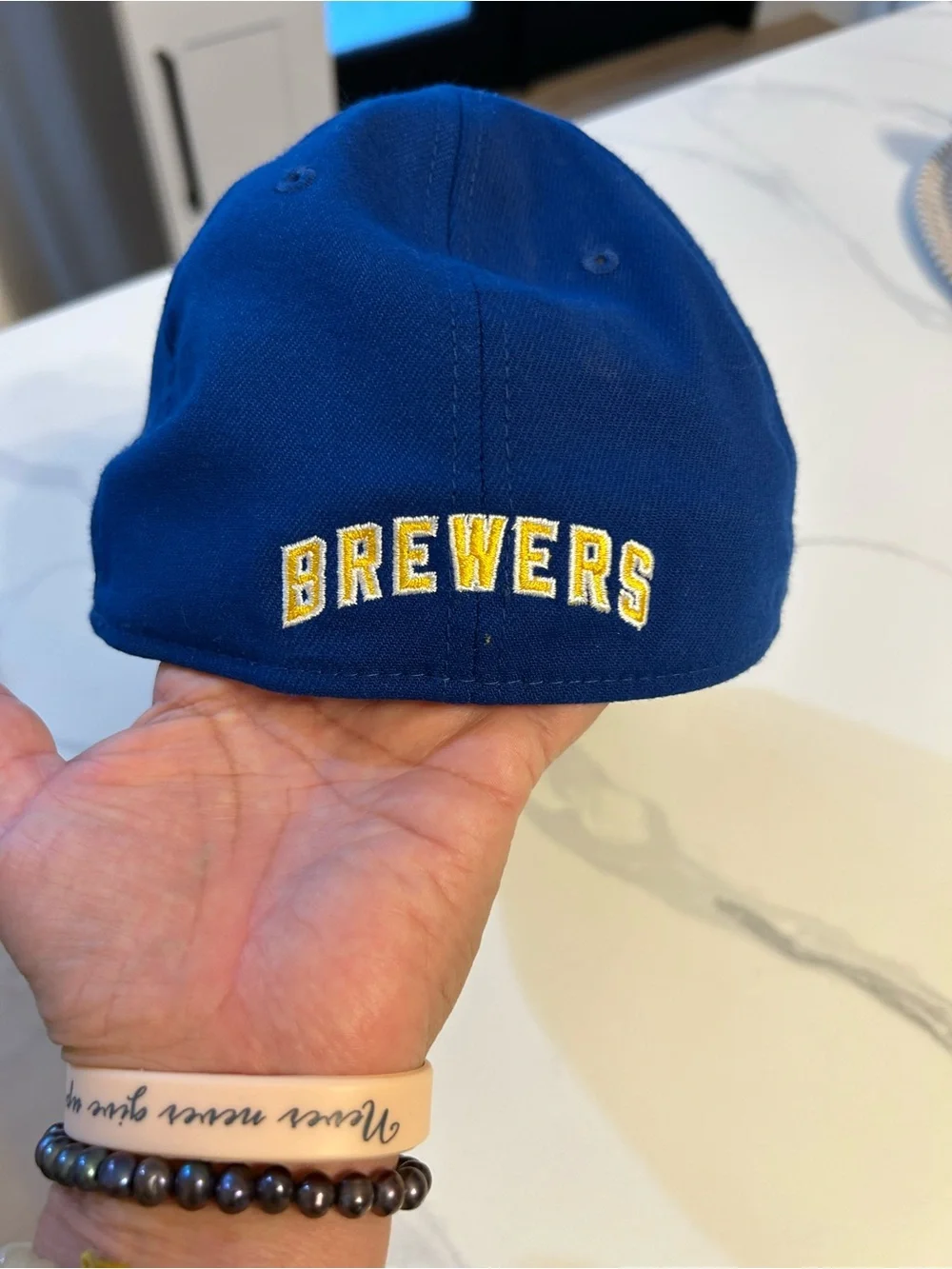 New Era Milwaukee Brewers Blue and Yellow Baseball Cap with Embroidered